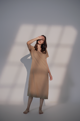 Batwing Sleeves Midi Dress in Khaki